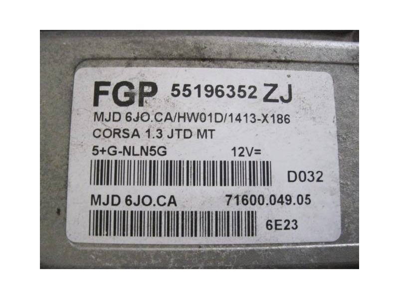 Recambio de centralita : opel corsa : 1.3 td -z13dt (69,36cv) [2006] para opel corsa 1.3 td -z13dt referencia OEM IAM FGP5519635