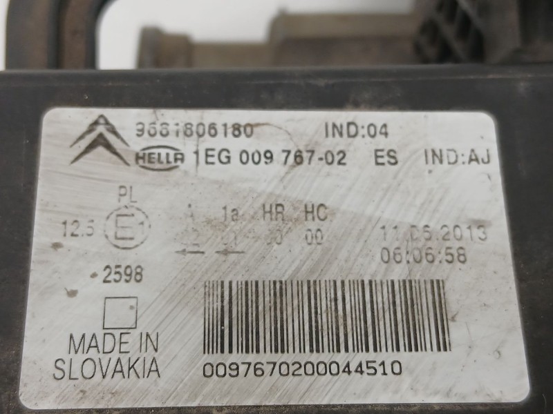 Recambio de faro derecho para citroën c3 picasso (sh_) 1.6 hdi referencia OEM IAM 9681806180 1EG00976702 