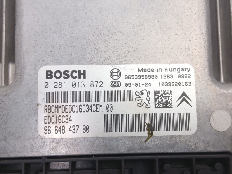 Recambio de centralita para citroën c3 picasso (sh_) 1.6 hdi referencia OEM IAM 9653958980 0281013872 