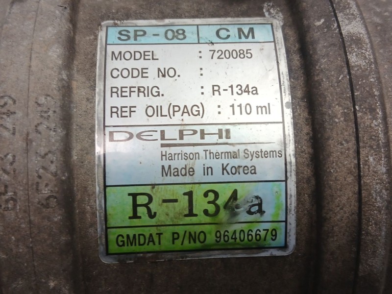 Recambio de compresor aire acondicionado para chevrolet matiz (m200, m250) 1.0 referencia OEM IAM 96406679  