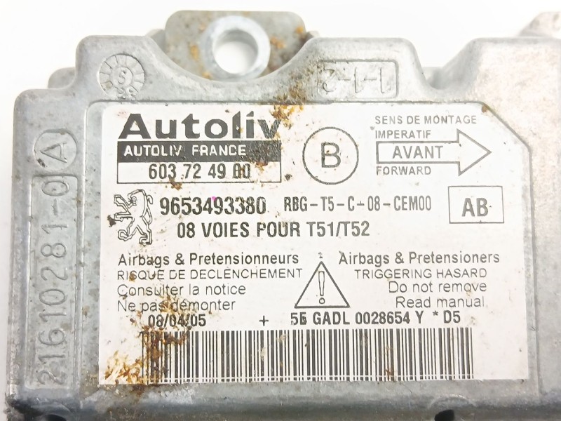 Recambio de centralita airbag para peugeot 307 break (3e) 1.6 16v referencia OEM IAM 9653493380 603724900 