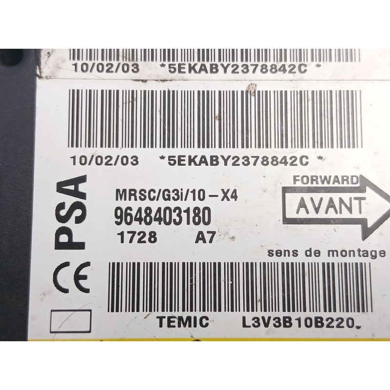 Recambio de centralita airbag para citroën c5 i (dc_) 2.0 hdi (dcrhzb, dcrhze) referencia OEM IAM 9648403180  