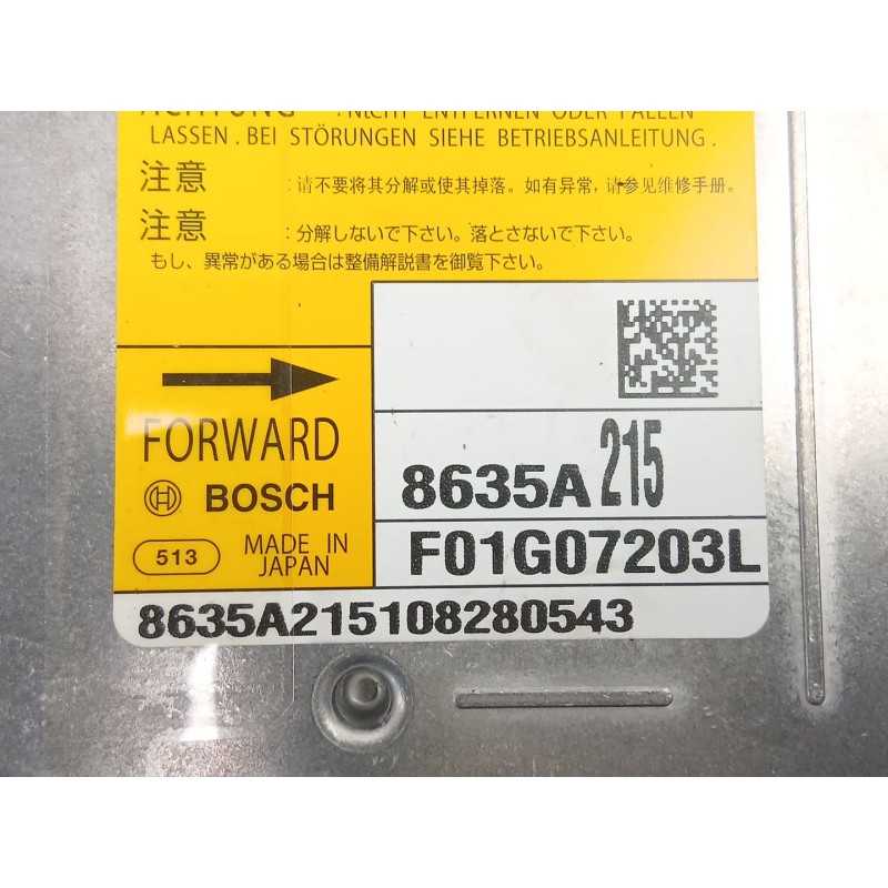 Recambio de centralita airbag para mitsubishi asx (ga_w_) 1.8 di-d (ga6w) referencia OEM IAM 8635A215 F01G07203L 