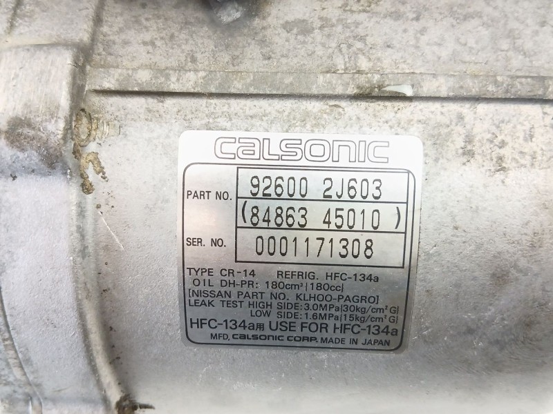 Recambio de compresor aire acondicionado para nissan primera (p11) 2.0 td referencia OEM IAM 926002J603 8486345010 