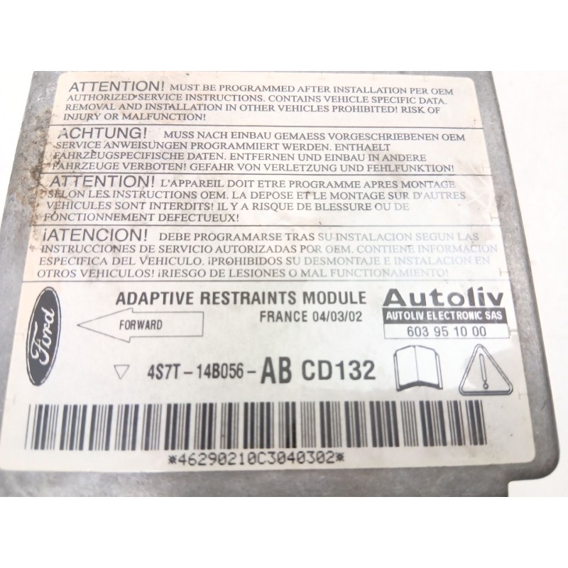 Recambio de centralita airbag para ford mondeo iii sedán (b4y) 2.0 tdci referencia OEM IAM 4S7T14B056AB  603951000