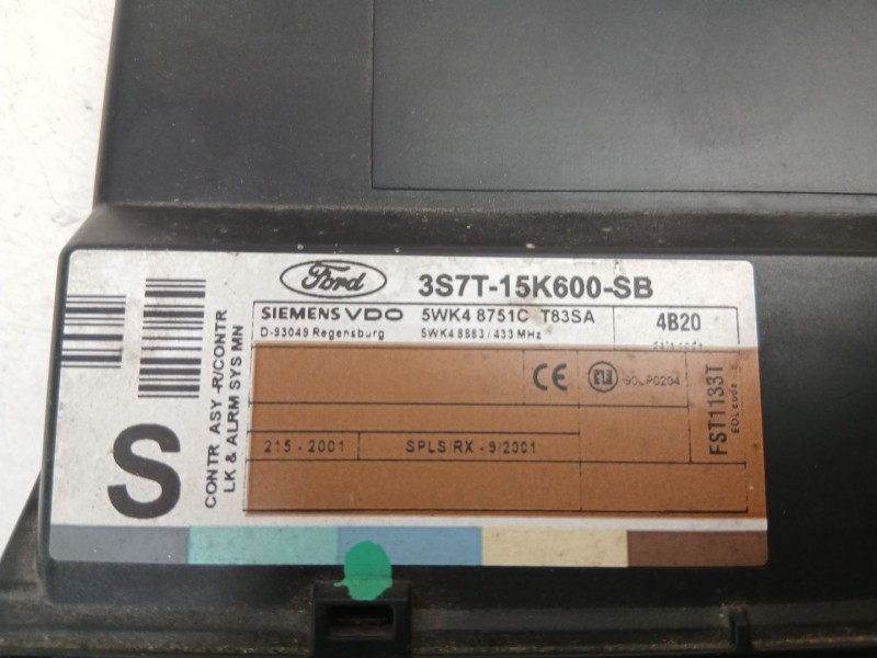 Recambio de centralita para ford mondeo iii sedán (b4y) 2.0 tdci referencia OEM IAM 3S7T15K600SB 5WK48751C 