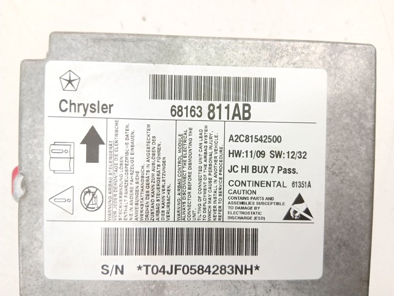 Recambio de centralita airbag para fiat freemont (345_) 2.0 jtd referencia OEM IAM 68163811AB A2C81542500 