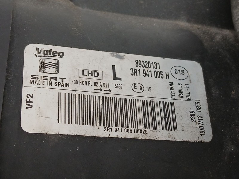 Recambio de faro izquierdo para seat exeo st (3r5) 1.8 tsi referencia OEM IAM 3R1941005H 89320131 
