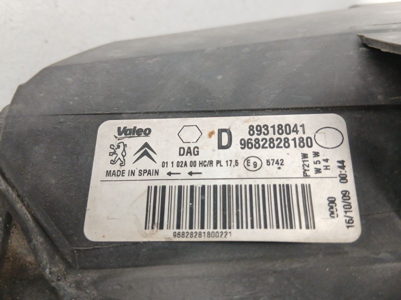 Recambio de faro derecho para citroën berlingo multispace (b9) 1.6 hdi 90 referencia OEM IAM 9682828180  
