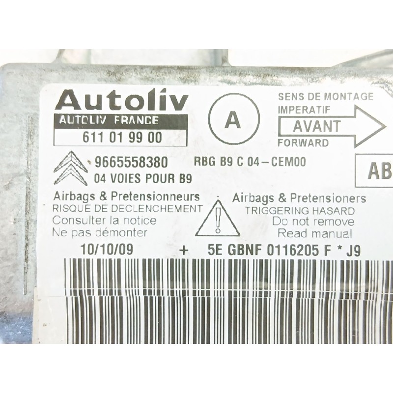 Recambio de centralita airbag para citroën berlingo multispace (b9) 1.6 hdi 90 referencia OEM IAM 9665558380 611019900 