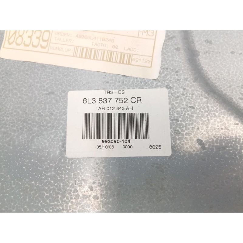 Recambio de elevalunas delantero derecho para seat ibiza iii (6l1) 1.4 16v referencia OEM IAM 6L3837752CR 6L3837756S 6L2959801
