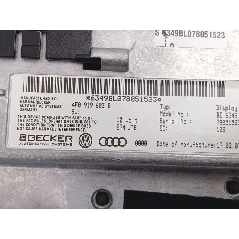 Recambio de radio cd/mp3 para audi a6 allroad c6 (4fh) 3.0 tdi quattro referencia OEM IAM 4F0919603B 4F1919611M 4F0910609E