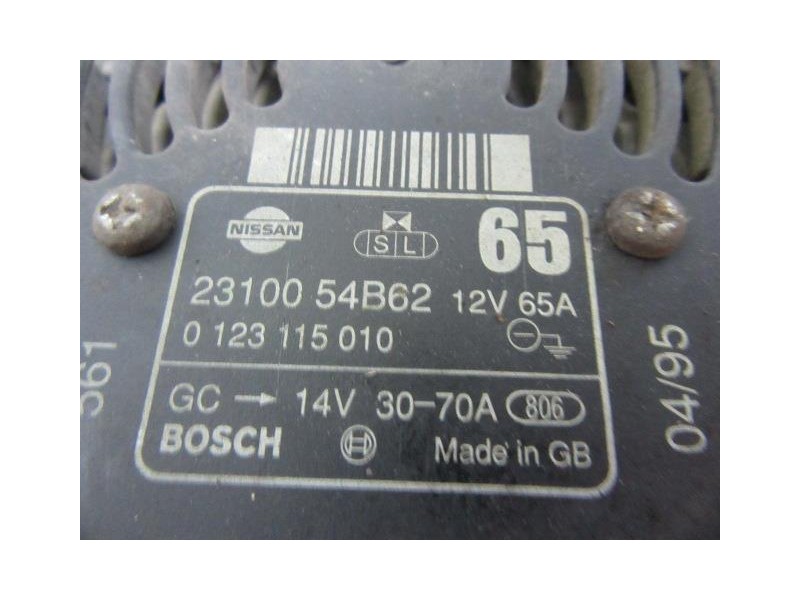 Recambio de alternador : nissan micra : 1.0 g (54,38cv) [1995] para nissan micra 1.0 g referencia OEM IAM 0123115010  