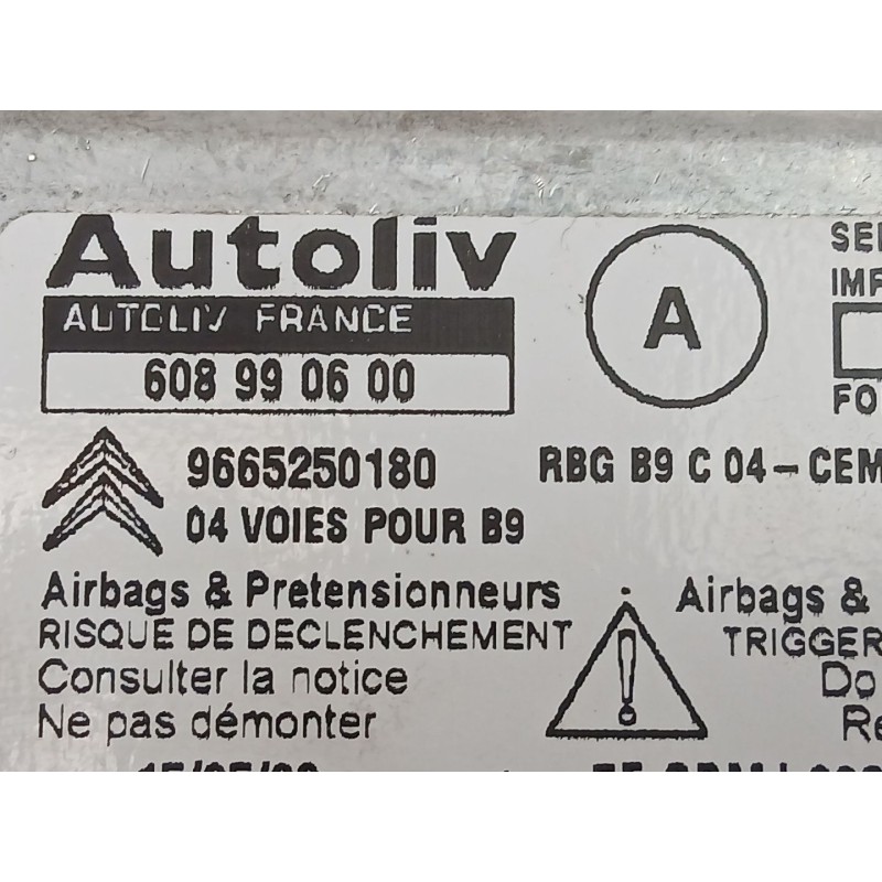 Recambio de centralita airbag para citroën berlingo multispace (b9) 1.6 hdi 90 referencia OEM IAM 9665250180 608990600 