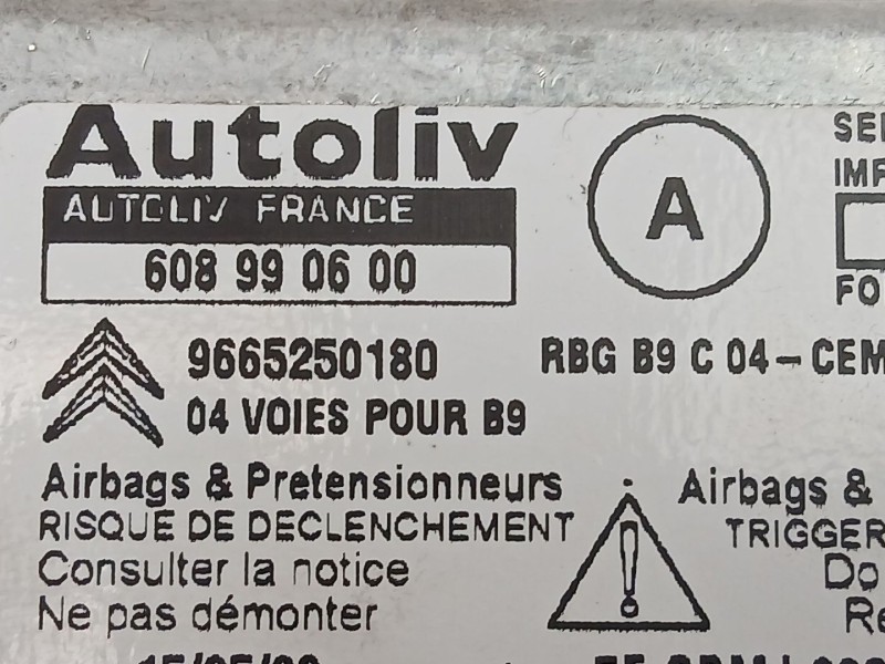 Recambio de centralita airbag para citroën berlingo multispace (b9) 1.6 hdi 90 referencia OEM IAM 9665250180 608990600 