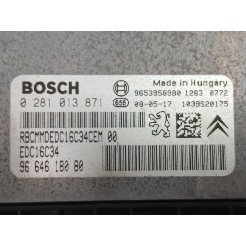 Recambio de centralita para citroën berlingo multispace (b9) 1.6 hdi 90 referencia OEM IAM 9664618080 0281013871 9653958980
