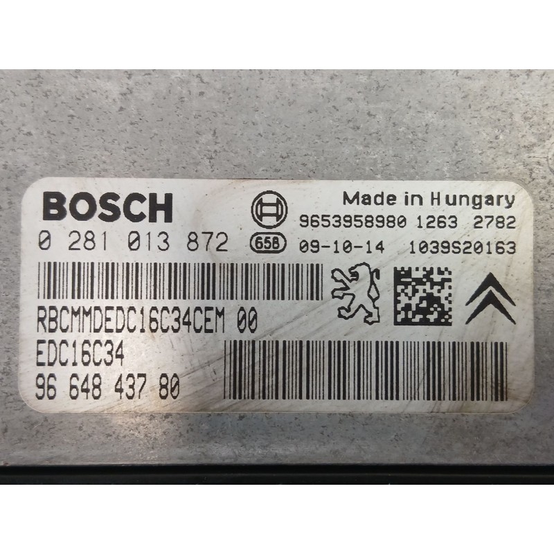 Recambio de centralita para citroën berlingo multispace (b9) 1.6 hdi 90 referencia OEM IAM 9664843780 0281013872 9653958980