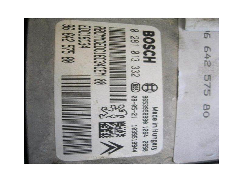 Recambio de centralita : citroen c 4 : 1.6 td-9hx (90,03cv) 5p [2008] para citroen c 4 1.6 td-9hx referencia OEM IAM 0281013332 