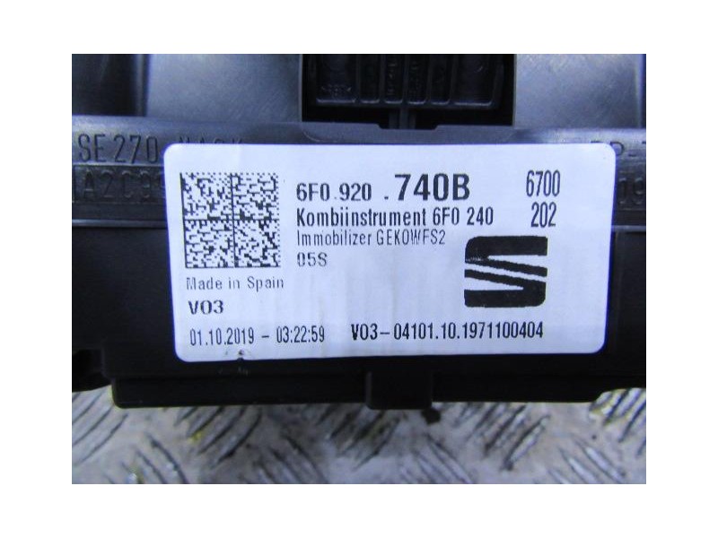 Recambio de cuadro instrumentos : seat ibiza : 1.0 g (95,17cv) turbo [2019] para seat ibiza 1.0 g turbo referencia OEM IAM 6F092
