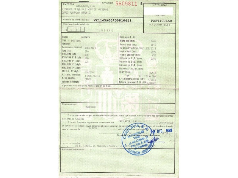 yugo 55 del año 1990