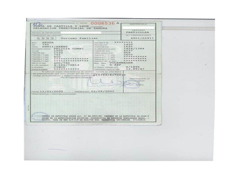 skoda felicia 1.9 d -aef (63,92cv ranchera del año 1998
