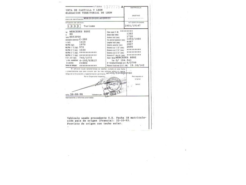 m. benz c 280 del año 1993