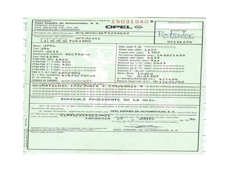 opel vectra del año 1996