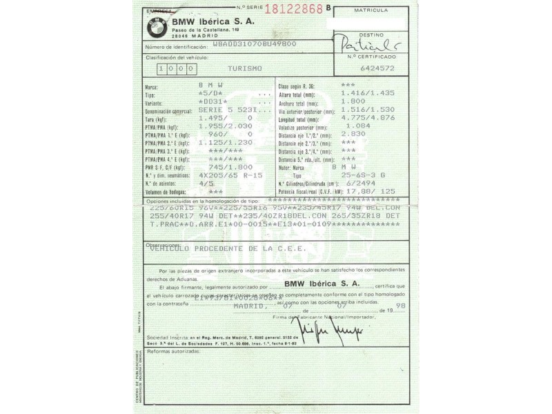 bmw  523 del año 1998