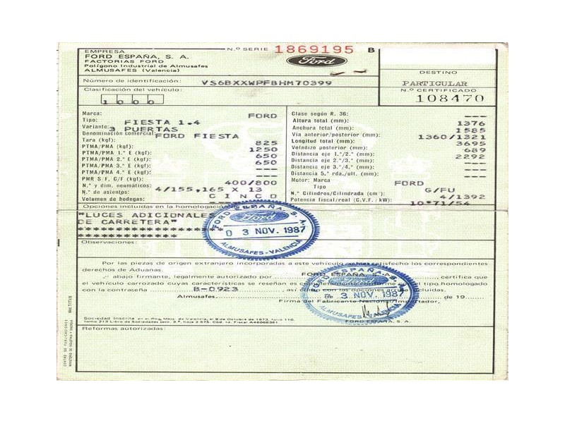 ford fiesta del año 1987