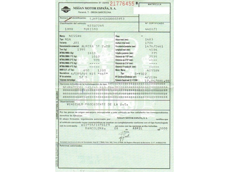 nissan almera del año 2000