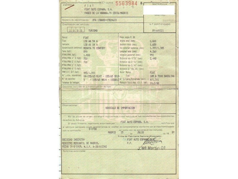 fiat regata del año 1989