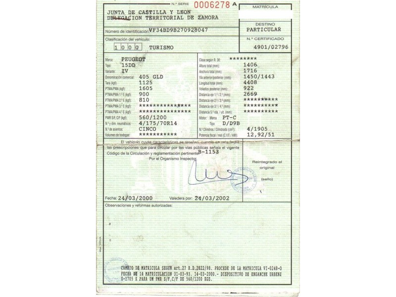 peugeot 405 del año 1993