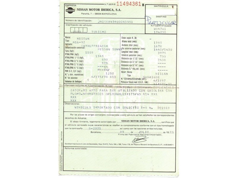 nissan sunny del año 1994