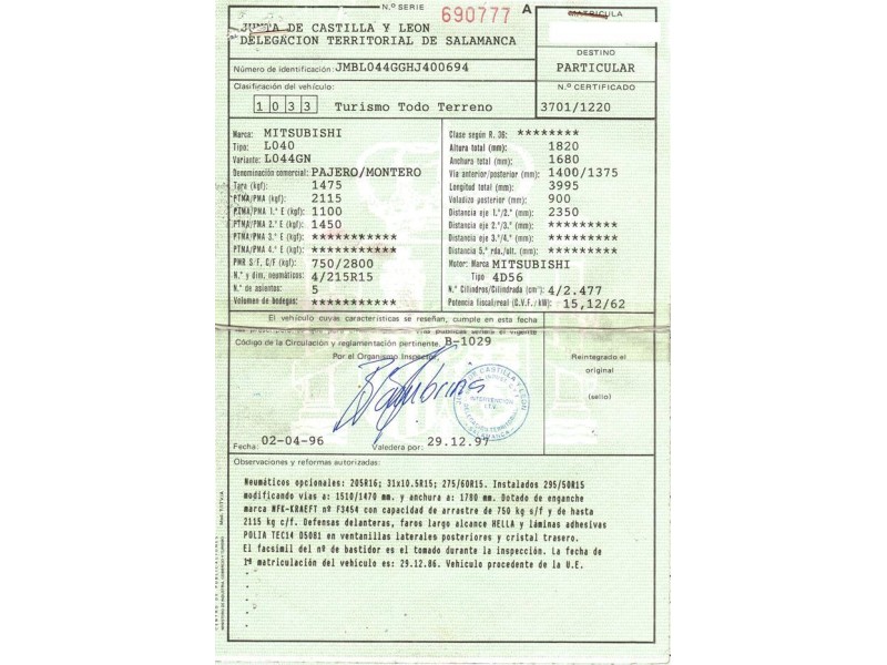 mitsubishi pajero del año 1986