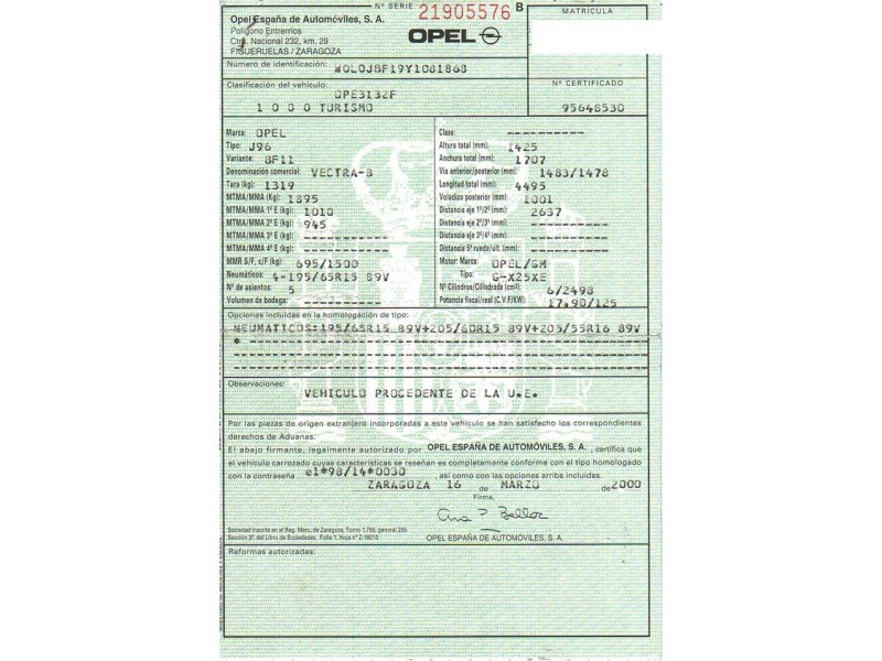 opel vectra del año 2000