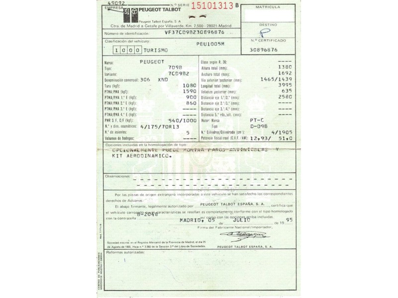 peugeot 306 del año 1996