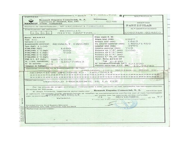 renault kangoo del año 1998