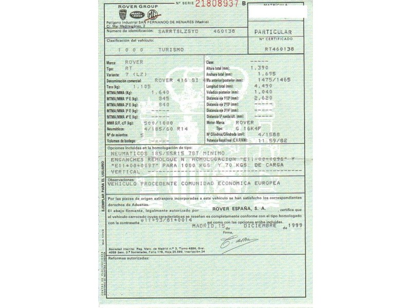 rover  416 del año 2000