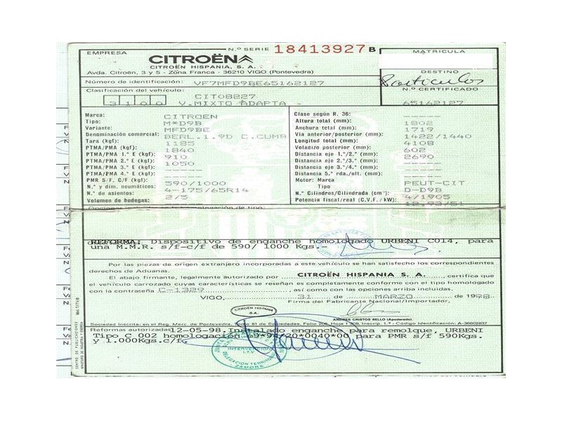 citroen berlingo del año 1998