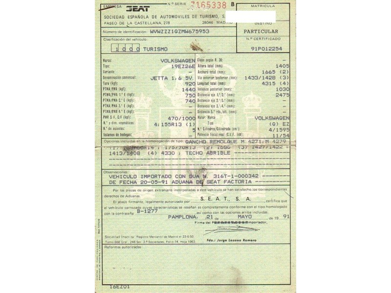 volkswagen jetta del año 1991