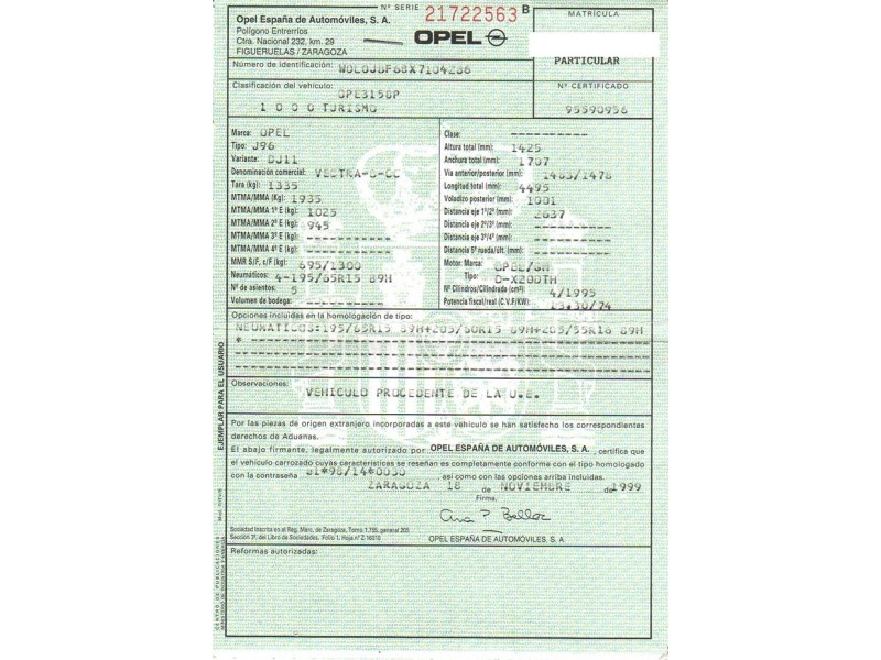 opel vectra del año 1999