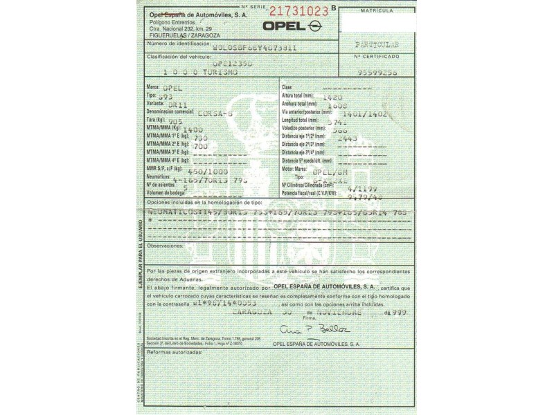 opel corsa del año 1999