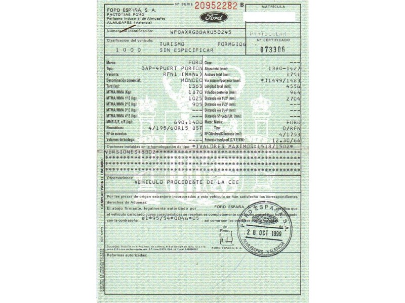 ford mondeo del año 1999