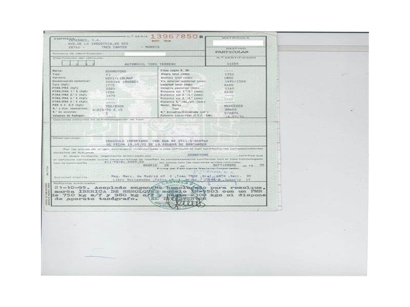 ssangyong actyon del año 1995