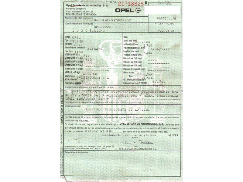 opel astra del año 1999