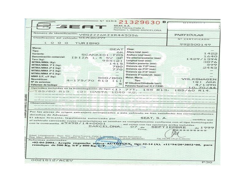 seat ibiza del año 1999