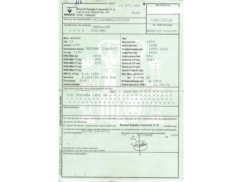 renault megane del año 1999