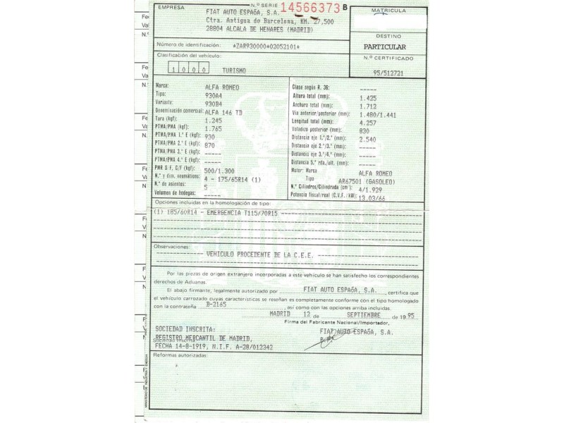 alfa romeo 156 del año 1995