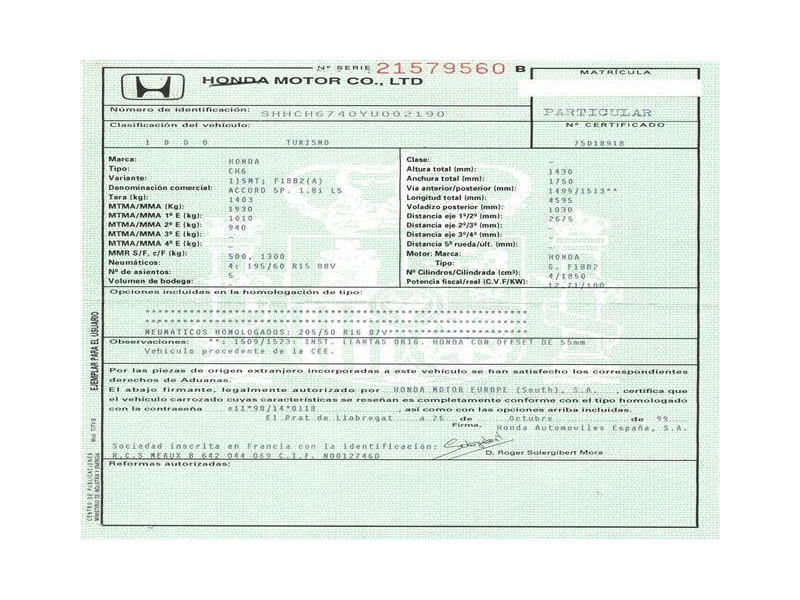 honda accord del año 1999