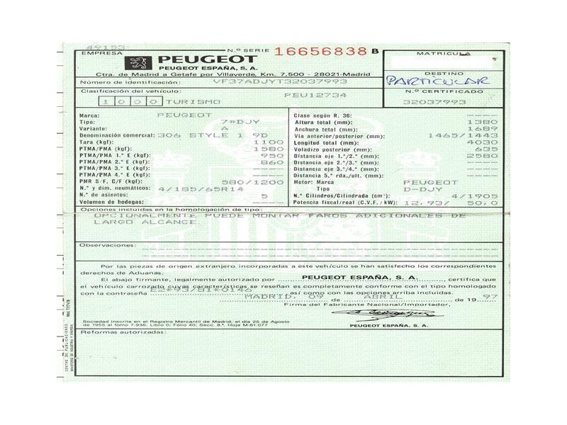 peugeot 306 del año 1998